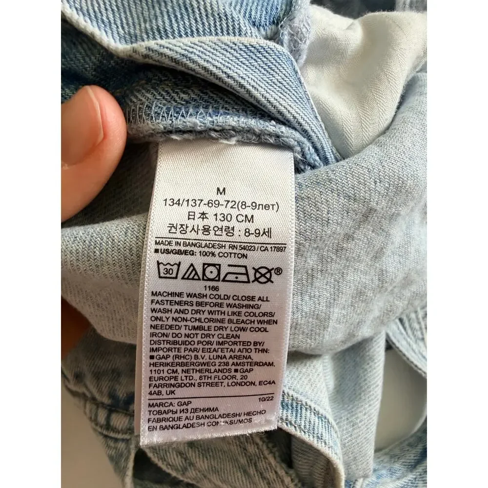 GAP Kids Distressed Denim Short Overalls - Girls' M (8-9Y)